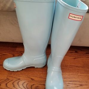 Hunter mint boots - EUC